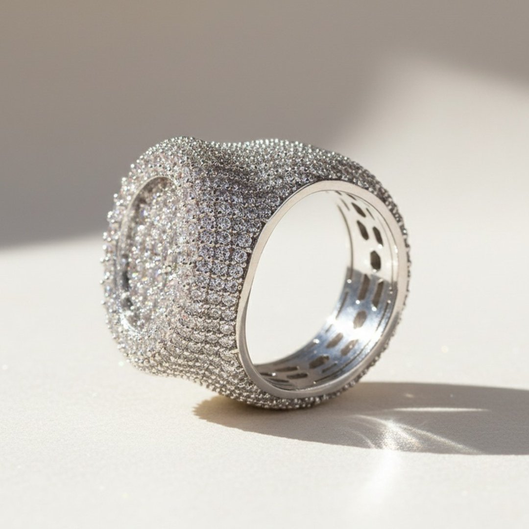 טבעת היפ הופ אייס מצופה 18K