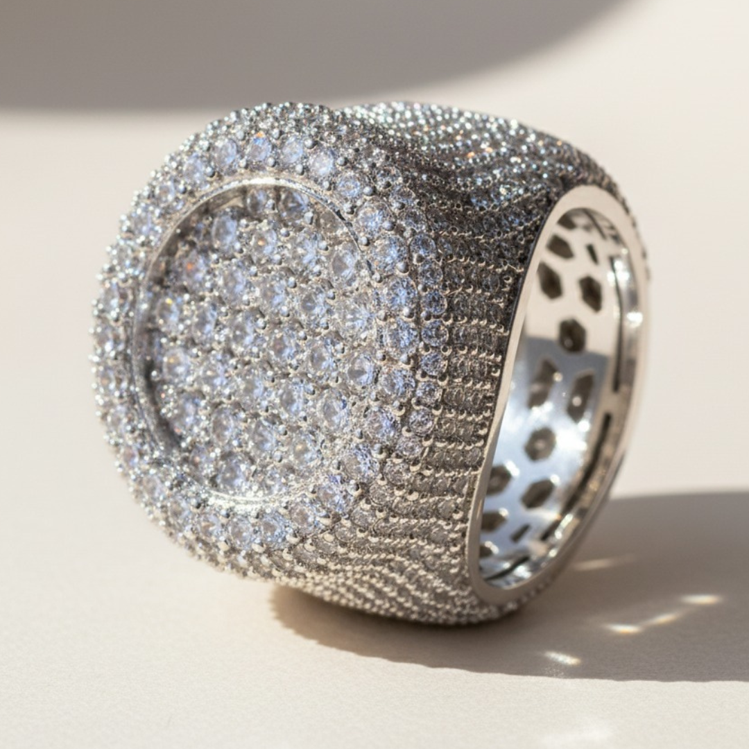 טבעת היפ הופ אייס מצופה 18K