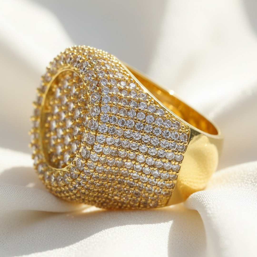 טבעת היפ הופ אייס מצופה 18K