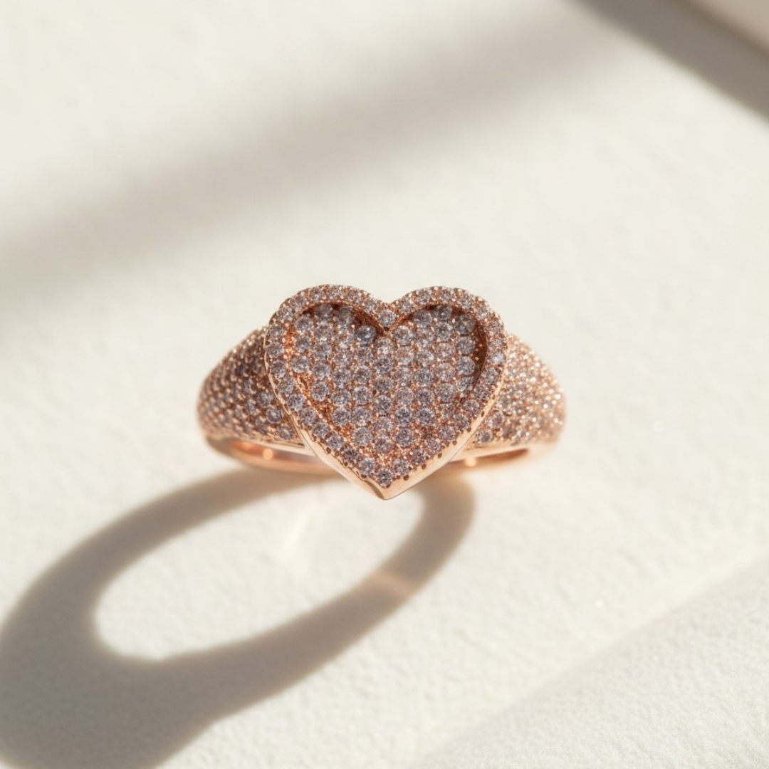 טבעת לב שוקע בלינג – משובצת זירקוניה