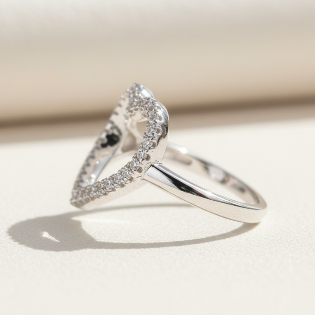 טבעת אירוסין לב - כסף 925