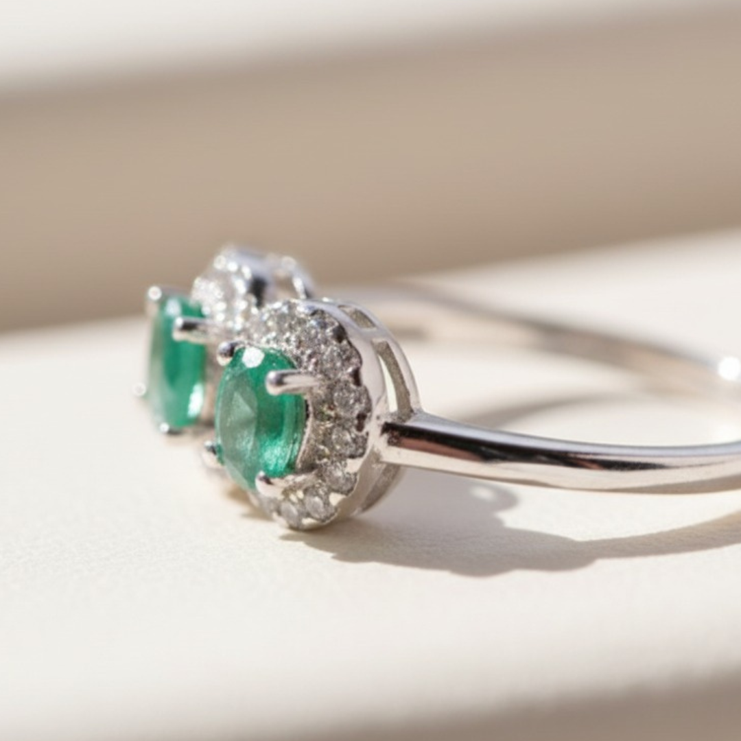 טבעת אמרלד אלגנטית – כסף סטרלינג 925